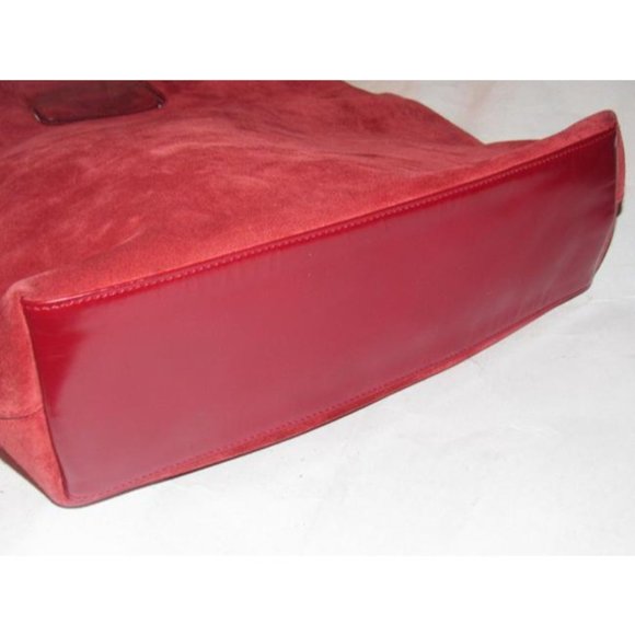 Gucci Vintage Red Suede And Leather Satchel Tote - Picture 2 of 12